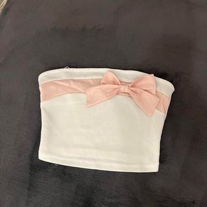 White tube top with pink bow